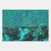 Abstracte Blauwgroen Oranje Confetti Kerstmis Inpakpapier Vel (Voorkant)