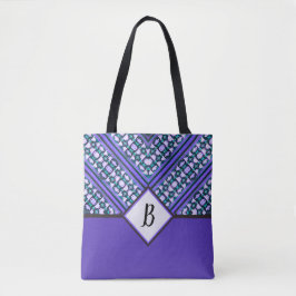 Abstracte Blauwgroen, Paarse & zwarte Tribal Geïns Tote Bag