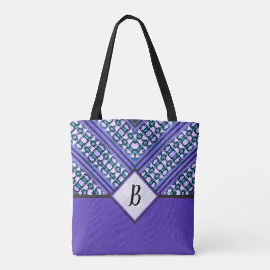 Abstracte Blauwgroen, Paarse & zwarte Tribal Geïns Tote Bag (Achterkant)