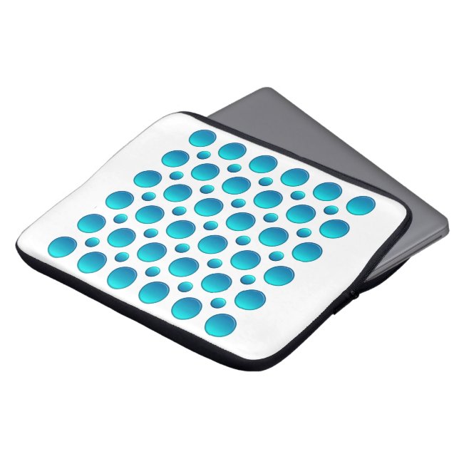 abstracte blauwgroen polka-punten laptop sleeve (Voorkant top)