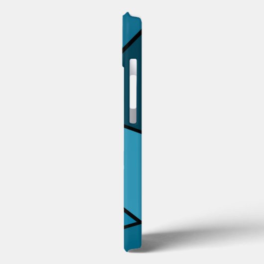 Abstracte Blauwgroen Polygonenbatterij Hoesje (Achterkant / Links)