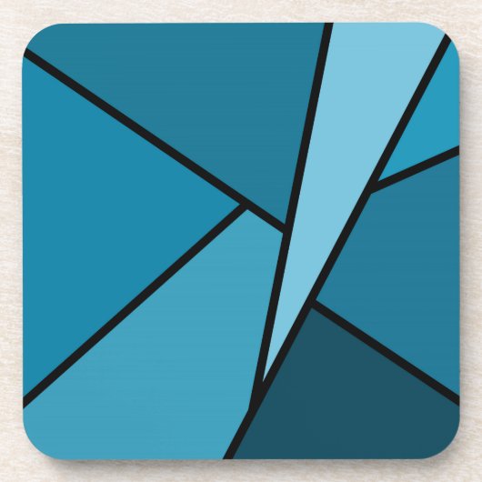 Abstracte Blauwgroen polygons Bier Onderzetter (Voorkant)