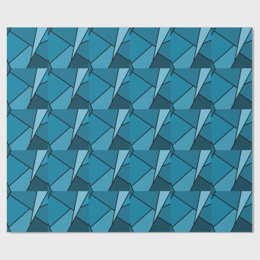 Abstracte Blauwgroen polygons Cadeaupapier (Vlak)