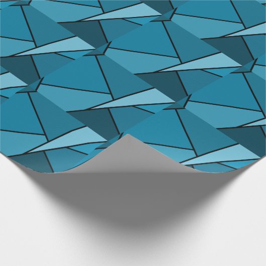Abstracte Blauwgroen polygons Cadeaupapier (Hoek)