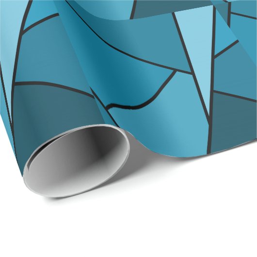 Abstracte Blauwgroen polygons Cadeaupapier (Rol Hoek)