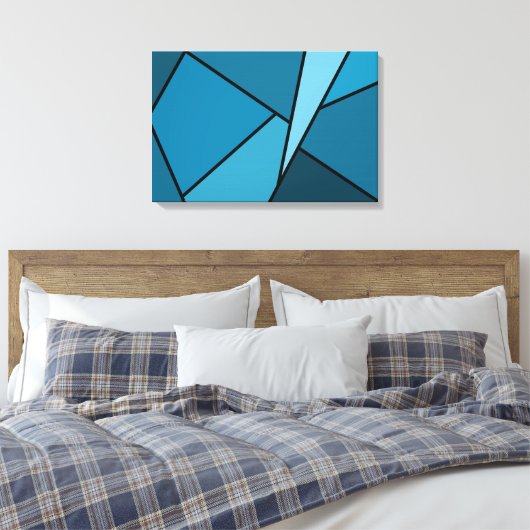 Abstracte Blauwgroen polygons Canvas Afdruk (Insitu (Slaapkamer))