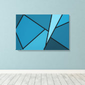 Abstracte Blauwgroen polygons Canvas Afdruk (Insitu (Houten vloer))
