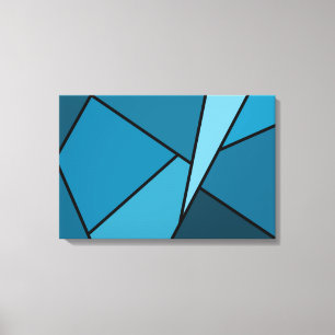 Abstracte Blauwgroen polygons Canvas Afdruk