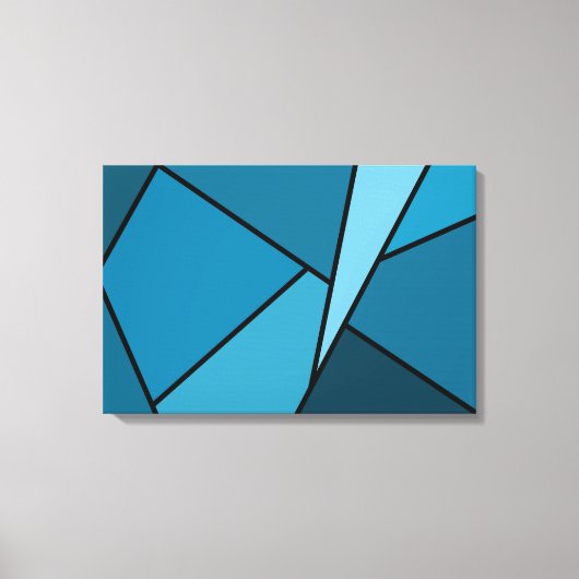 Abstracte Blauwgroen polygons Canvas Afdruk (Voorkant)