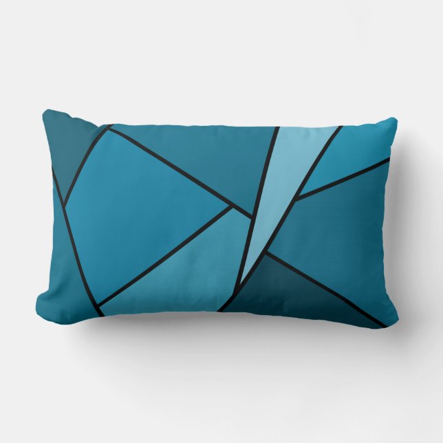 Abstracte Blauwgroen polygons Kussen (Voorkant)