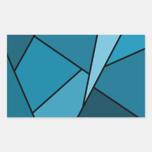 Abstracte Blauwgroen polygons Rechthoekige Sticker
