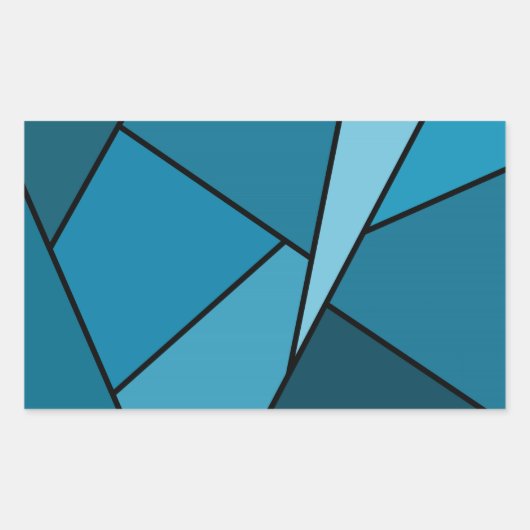 Abstracte Blauwgroen polygons Rechthoekige Sticker (Voorkant)