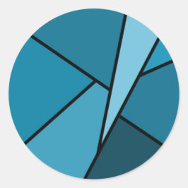 Abstracte Blauwgroen polygons Ronde Sticker