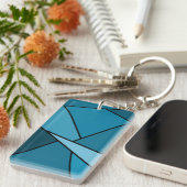 Abstracte Blauwgroen polygons Sleutelhanger (Voorkant Rechts)
