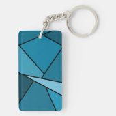Abstracte Blauwgroen polygons Sleutelhanger (achterkant)