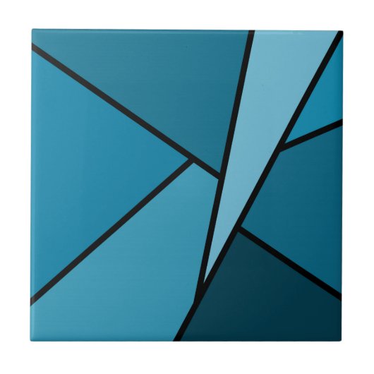 Abstracte Blauwgroen polygons Tegeltje (Voorkant)