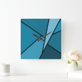 Abstracte Blauwgroen polygons Vierkante Klok (Huis)