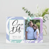 Abstracte Blauwgroen Slagen van de Borstel Lila sp Kaart (Staand voorkant)