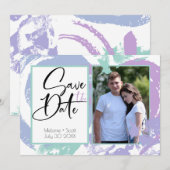 Abstracte Blauwgroen Slagen van de Borstel Lila sp Kaart (Voorkant / Achterkant)