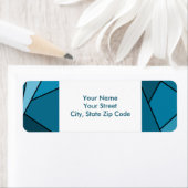 Abstracte Blauwgroen veelhoeken retour adreslabel Etiket (Insitu)