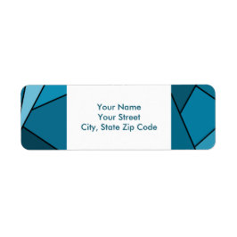 Abstracte Blauwgroen veelhoeken retour adreslabel Etiket