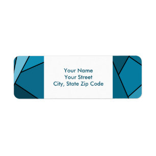 Abstracte Blauwgroen veelhoeken retour adreslabel Etiket