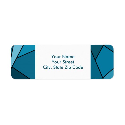 Abstracte Blauwgroen veelhoeken retour adreslabel Etiket (Voorkant)