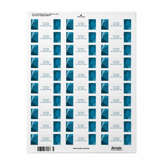 Abstracte Blauwgroen veelhoeken retour adreslabel Etiket (Full Sheet)