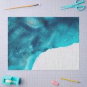 Abstracte Blauwgroen waterkleur op de Crème-ontkop Tissuepapier (Craft)