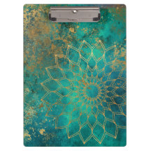 Abstracte Blauwgroen Waterverf Gold Grunge Mandala