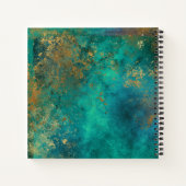 Abstracte Blauwgroen Waterverf Gold Grunge Mandala Notitieboek (Achterkant)