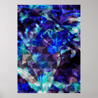 Abstracte blauwmatige Art Print