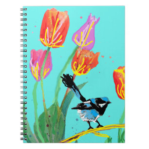 Abstracte Blauwstaart Australische Vogel Vogels No Notitieboek