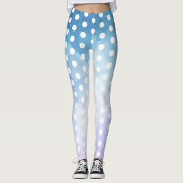 Abstracte blauwwitte polka dot Leggings