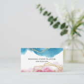 *~* Abstracte, bleekblauwe gouden bollen Visitekaartje (Staand voorkant)