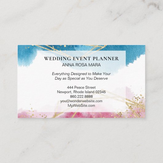 *~* Abstracte, bleekblauwe gouden bollen Visitekaartje (Achterkant)