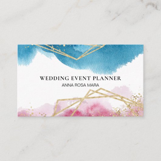 *~* Abstracte, bleekblauwe gouden bollen Visitekaartje (Voorkant)