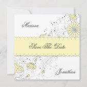 Abstracte Bleke Gele Grijze Bloemen sparen de Datu Save The Date (Voorkant)