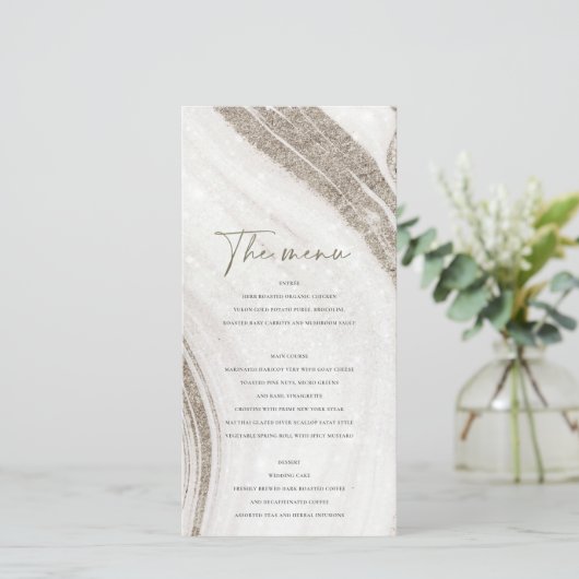 Abstracte Bleke Gold Marble Agate-menukaart Bedankkaart (Staand voorkant)