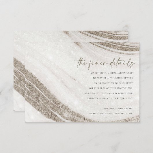 Abstracte Bleke goudmarmer Agate Wedding Details Informatiekaartje (Voorkant / Achterkant)