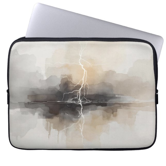 Abstracte bliksem in neutrale print laptop sleeve (Voorkant)