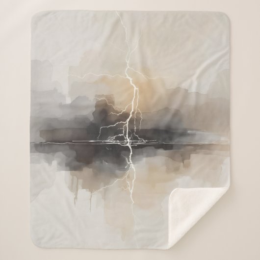 Abstracte bliksem in neutrale print sherpa deken (Voorkant)
