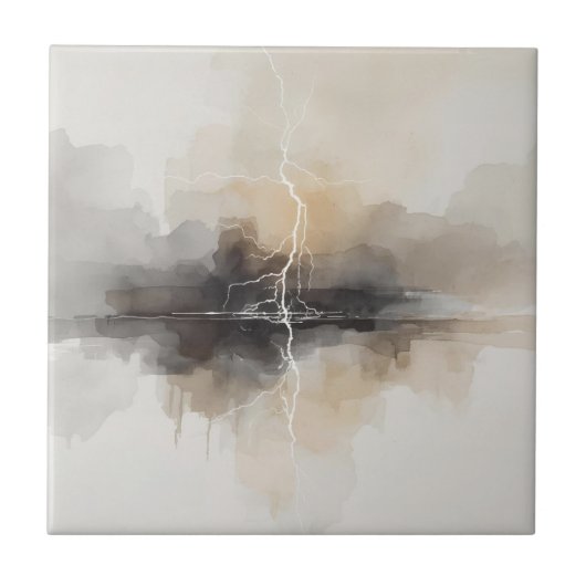 Abstracte bliksem in neutrale print tegeltje (Voorkant)