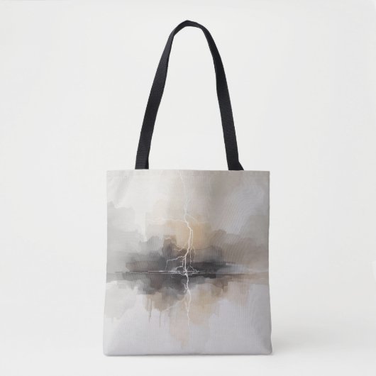 Abstracte bliksem in neutrale print tote bag (Voorkant)