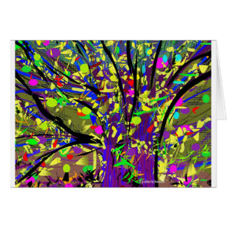 Abstracte bloeiende Confetti boomkaart