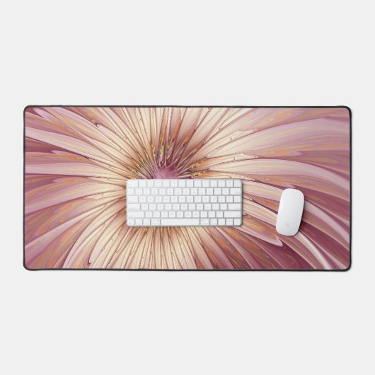 Abstracte bloeiende fractale kunst en schaduwen va bureaumat (Keyboard & Muis)