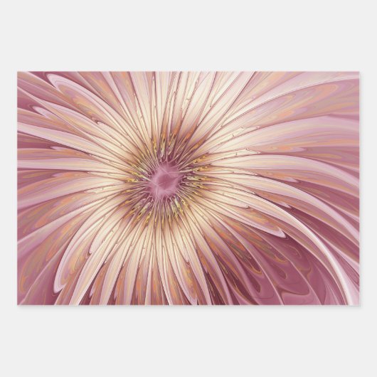 Abstracte bloeiende fractale kunst en schaduwen va inpakpapier vel (Voorkant 2)