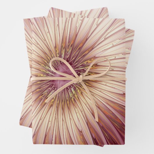 Abstracte bloeiende fractale kunst en schaduwen va inpakpapier vel (In situ)