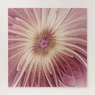 Abstracte bloeiende fractale kunst en schaduwen va legpuzzel