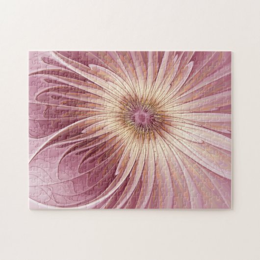 Abstracte bloeiende fractale kunst en schaduwen va legpuzzel (Horizontaal)